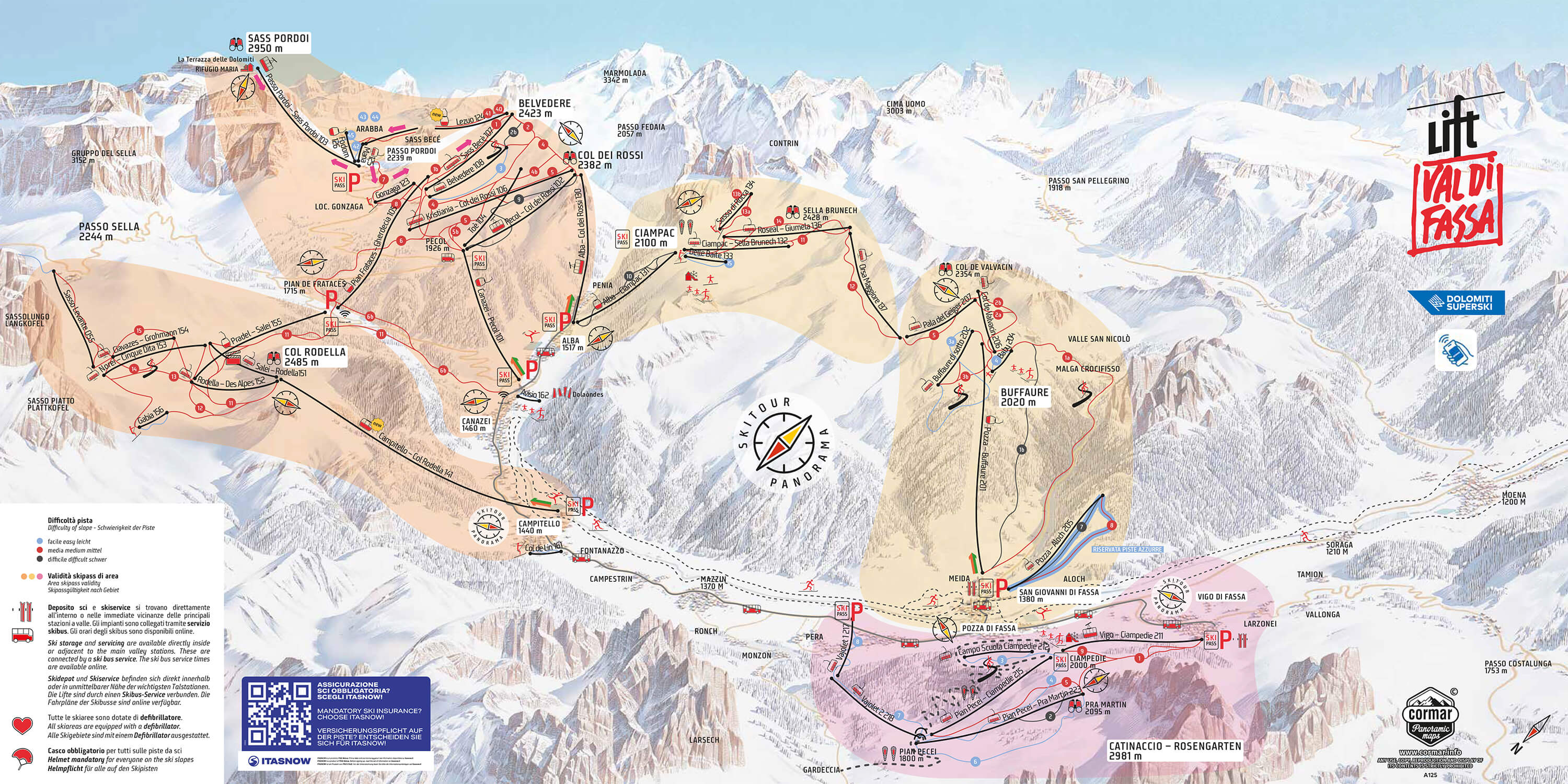 Fassa Valley ski lifts map Val